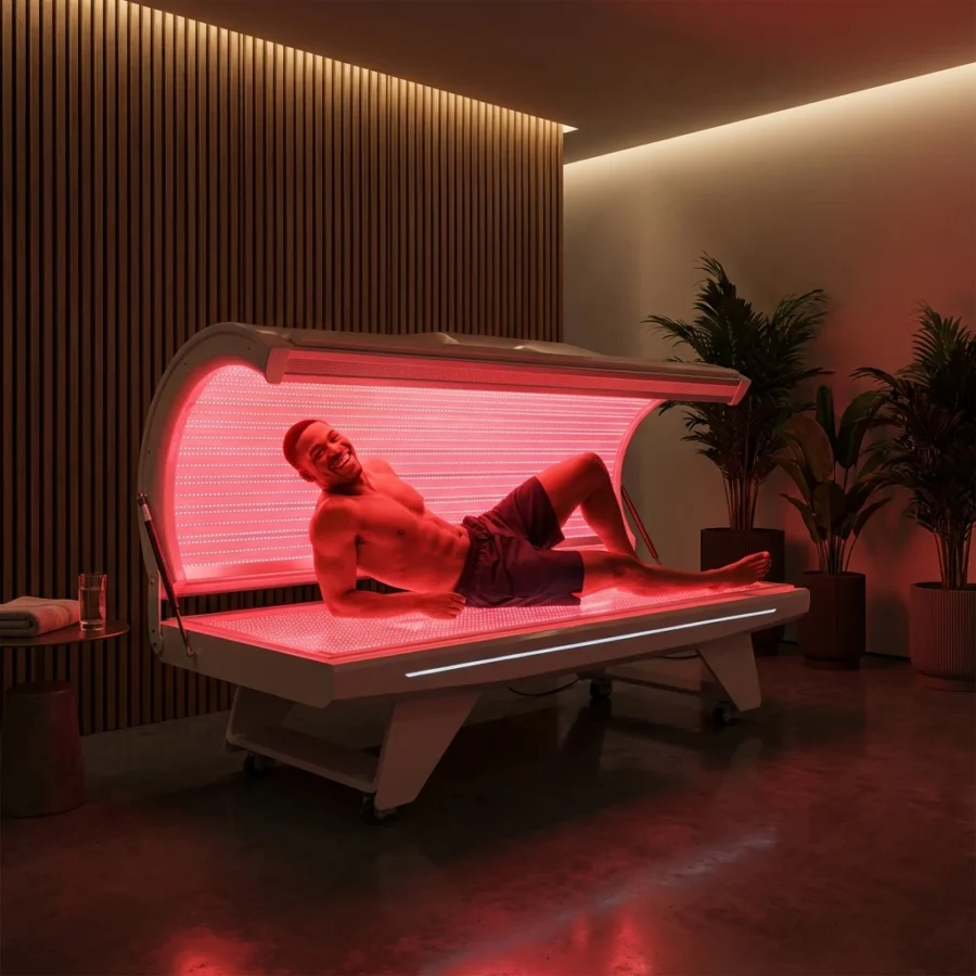 LUM-R1160 full-body red light therapy bed, 1360W plug-and-play, 13,680 LED pcs, medical-grade power supply