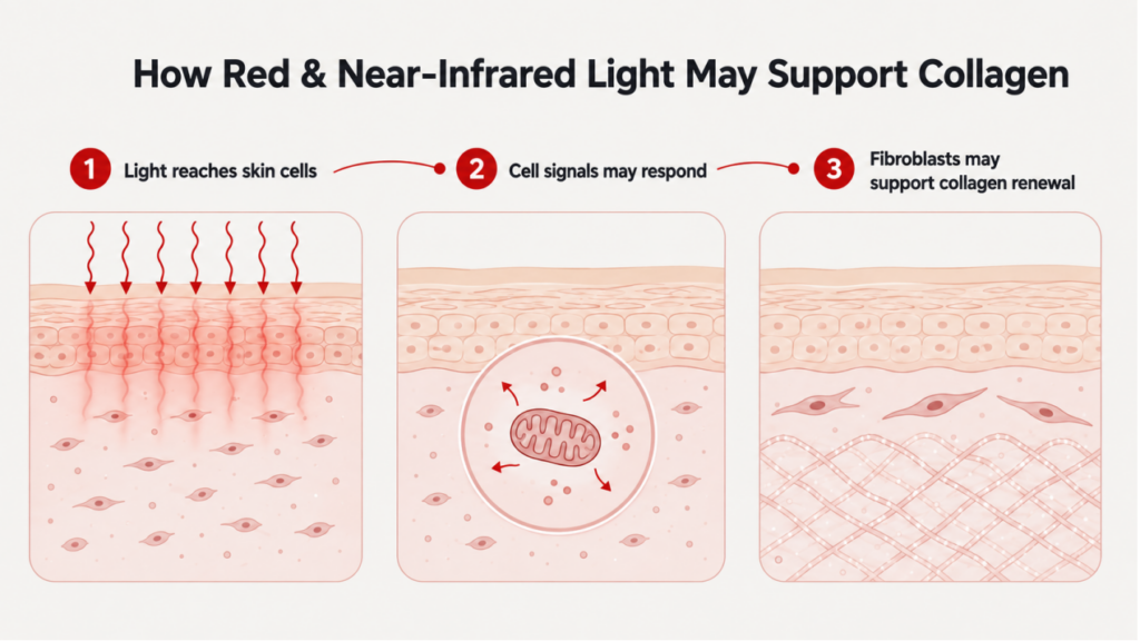 how red and near-infrared light may support collagen